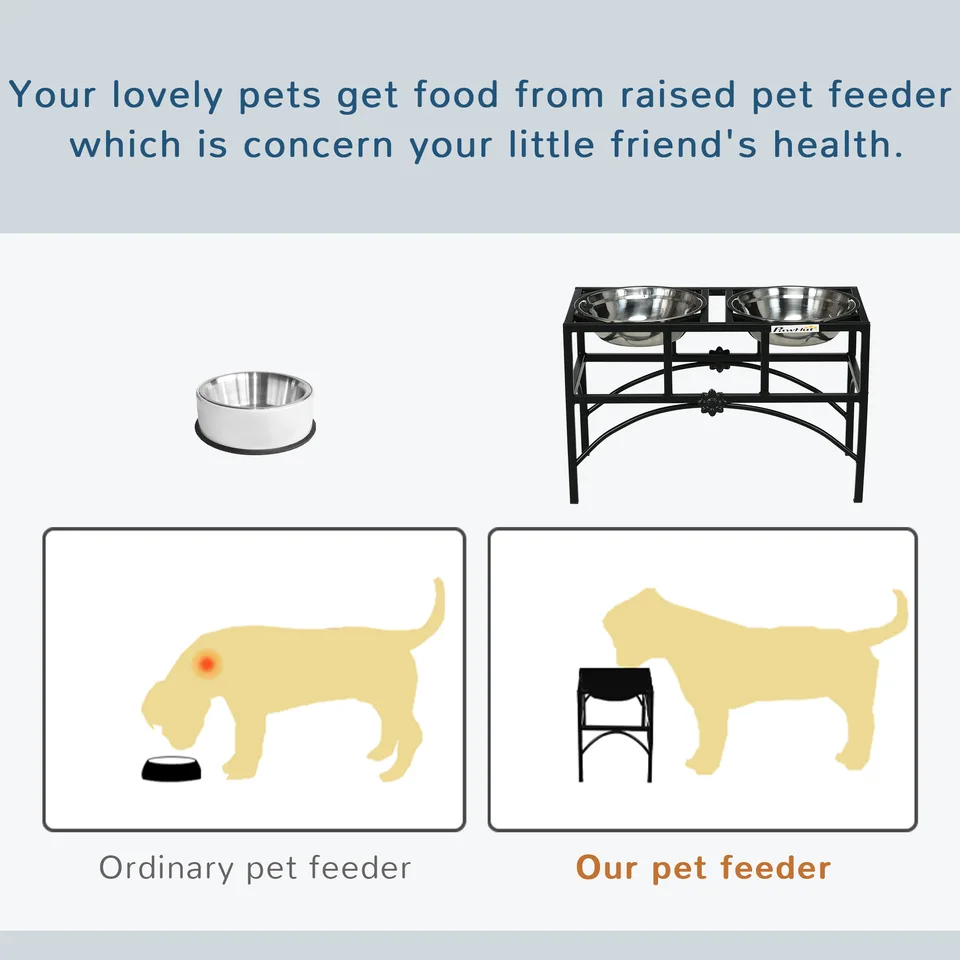 Elevated Dog Bowls, Double Stainless Steel Heavy Duty Dog Food Bowl Elevated Pet Feeding Station, 14" H view 4