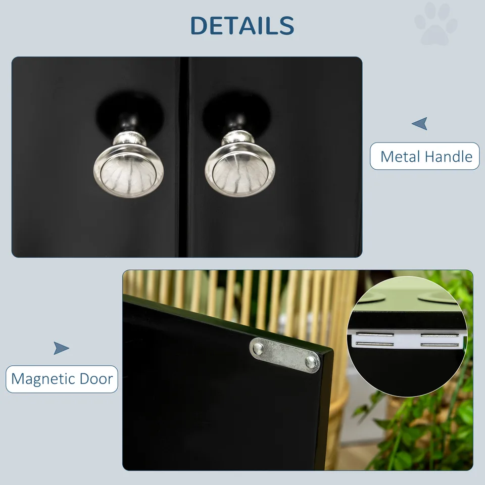 Large Elevated Dog Bowls with Storage Cabinet Containing Large 44L Capacity, Raised Dog Bowl Stand Pet Food Bowl Pet Feeding Station, Black view 2
