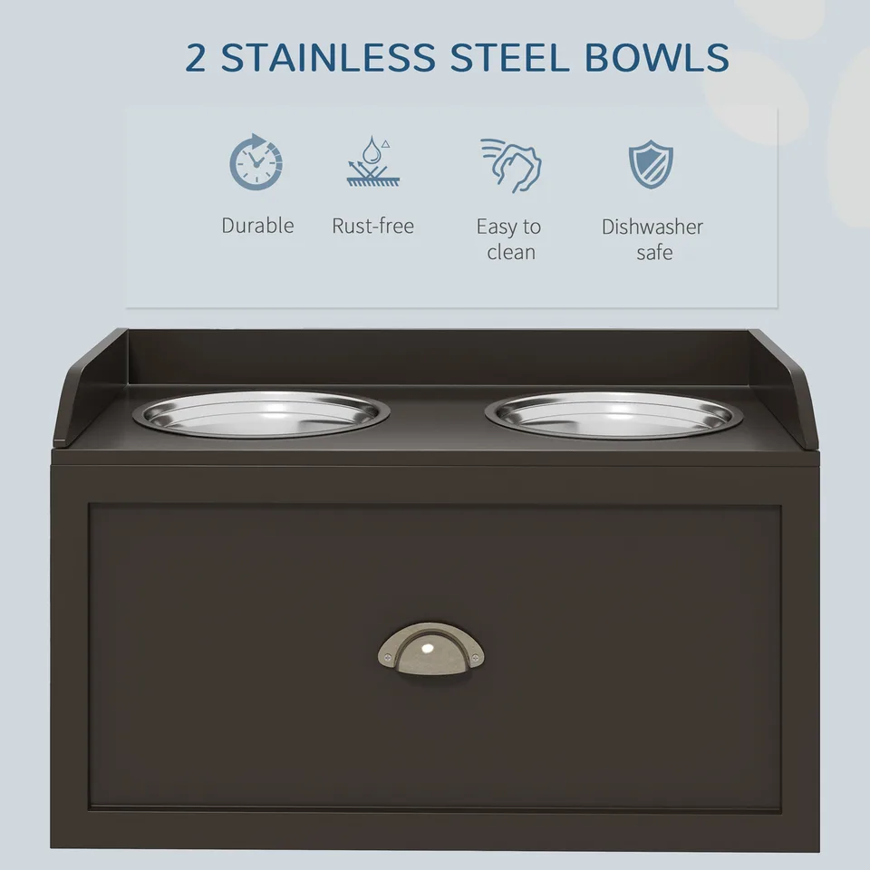 Pet Feeding Station Pet Dish Bowl Set with Storage, 2 Elevated Dog Bowls for Large Sized Dogs, Coffee view 3