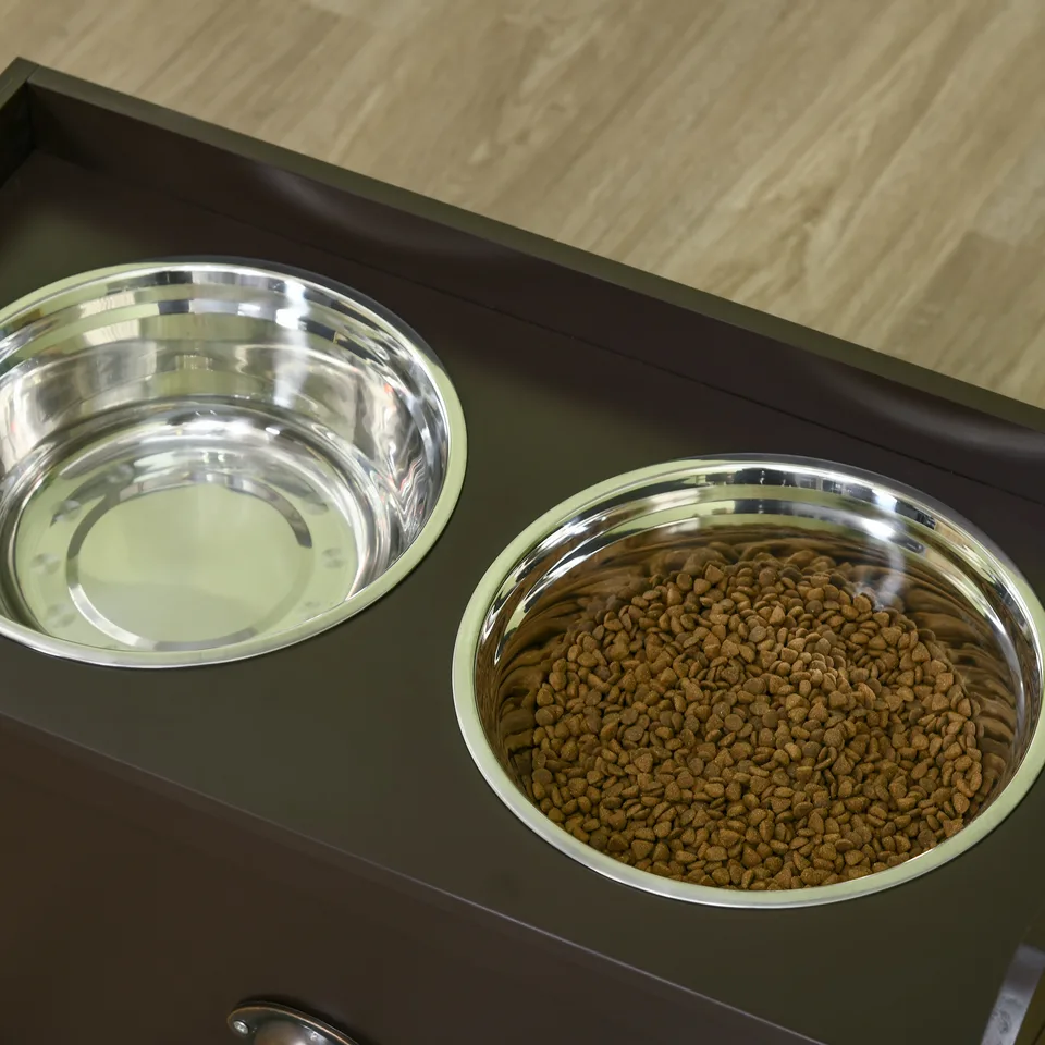 Pet Feeding Station Pet Dish Bowl Set with Storage, 2 Elevated Dog Bowls for Large Sized Dogs, Coffee view 4