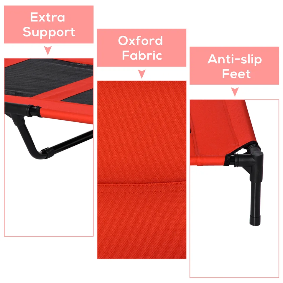 36" x 30" Elevated Cooling Summer Dog Cot Pet Bed With Mesh Ventilation - Red view 3