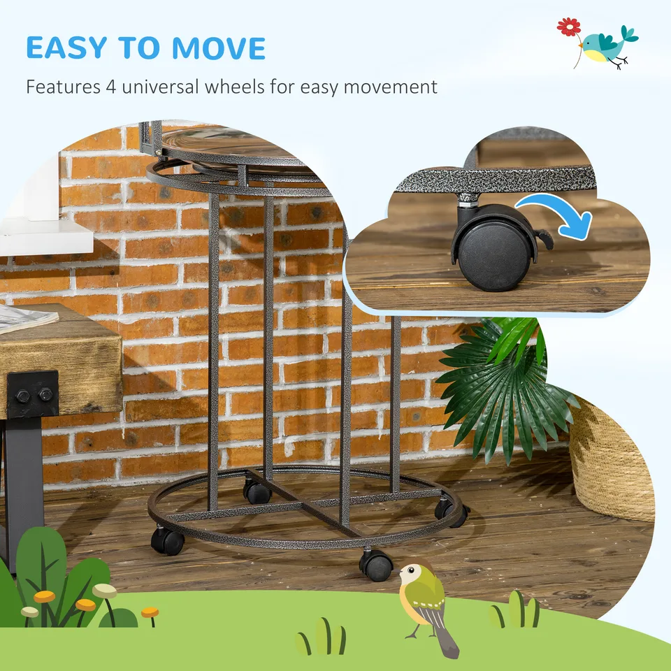 Parrot Stand Large Bird Perch Stand with Toy Hook & 3 Ladders, Parrot Perch, Bird Wooden Stand, Gray view 2