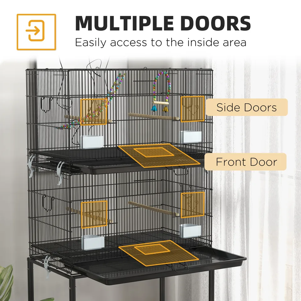 Double Stackable Bird Cage on Wheels w/ Stand, for Canaries view 2