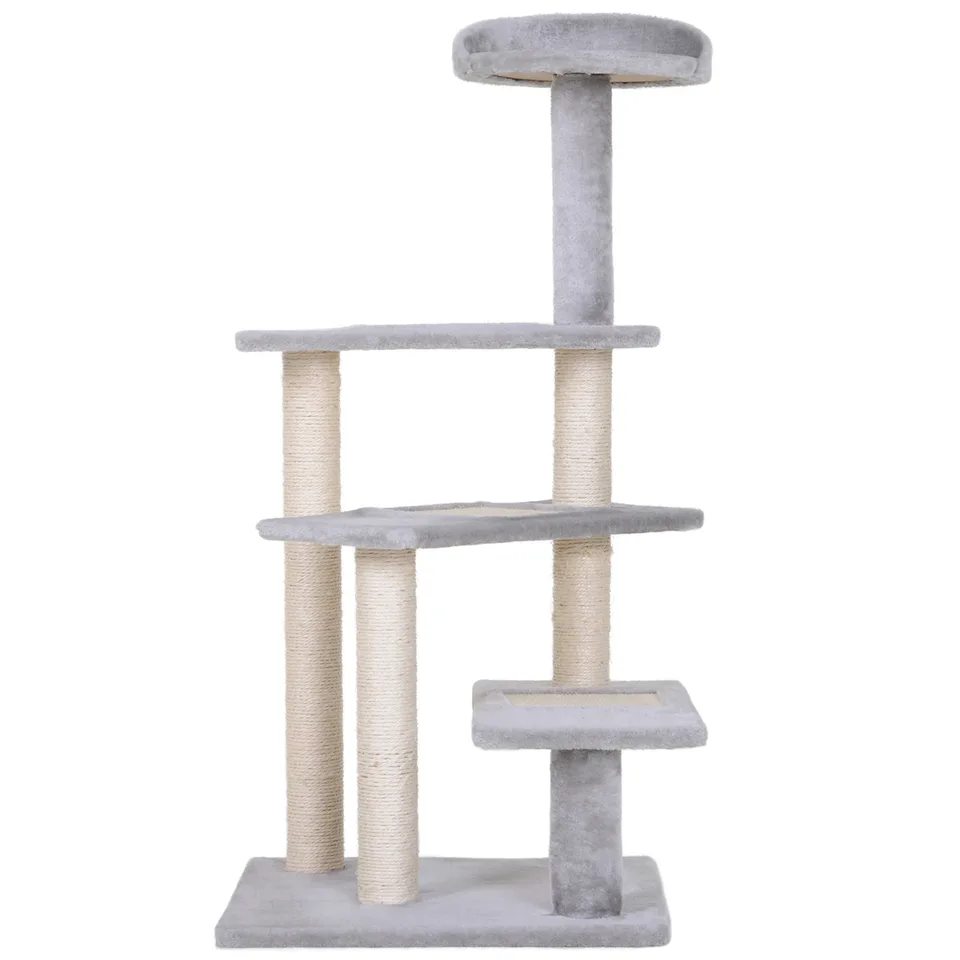 40" 5-Level Revolving Stair Cat Tree Scratcher Climbing Activity Tower with Play Center and Resting Perch - Gray view 3