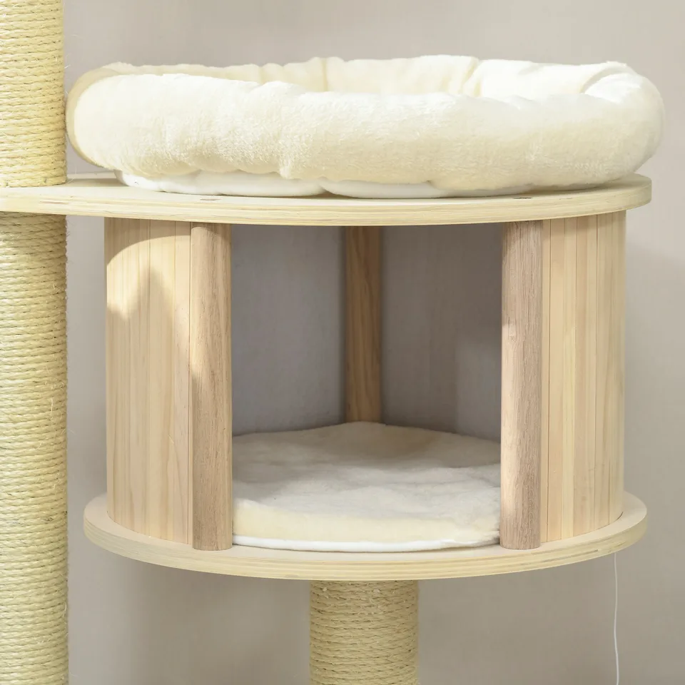 Cat Tree, 3 Level Cat Tower with Scratching Posts, Bed, Condo, Badminton Toys, for Multiple Kittens view 2