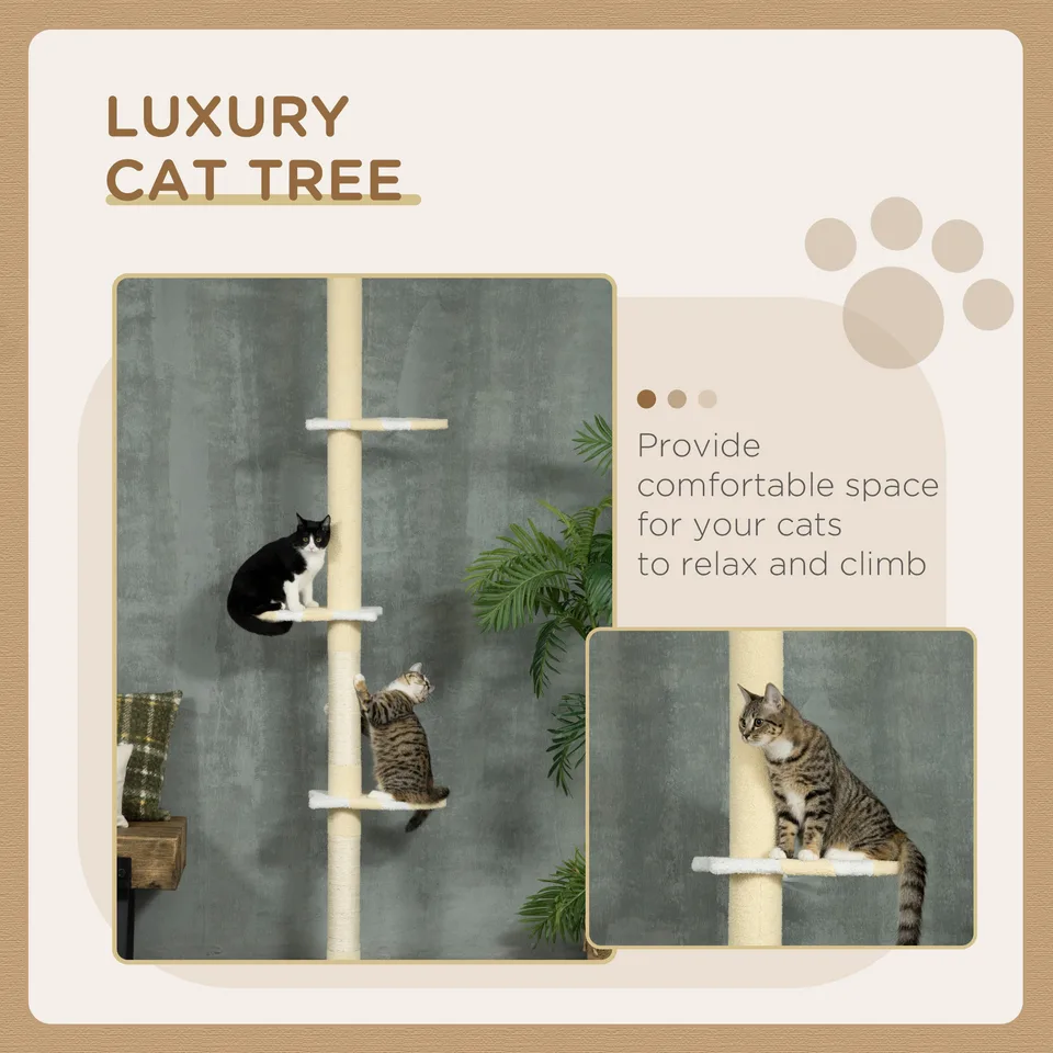 4-Tier Floor to Ceiling Cat Tree Height Adjustable 87 -103 Inch view 2