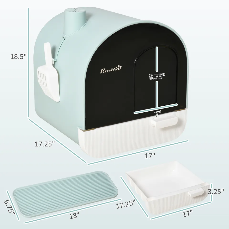 Fully Enclosed Cat Litter Box with Lid & Drawer Design, Covered Litter Box Anti-Leakage, Anti-Splashing, for Indoor Cats from Kitten to view 3