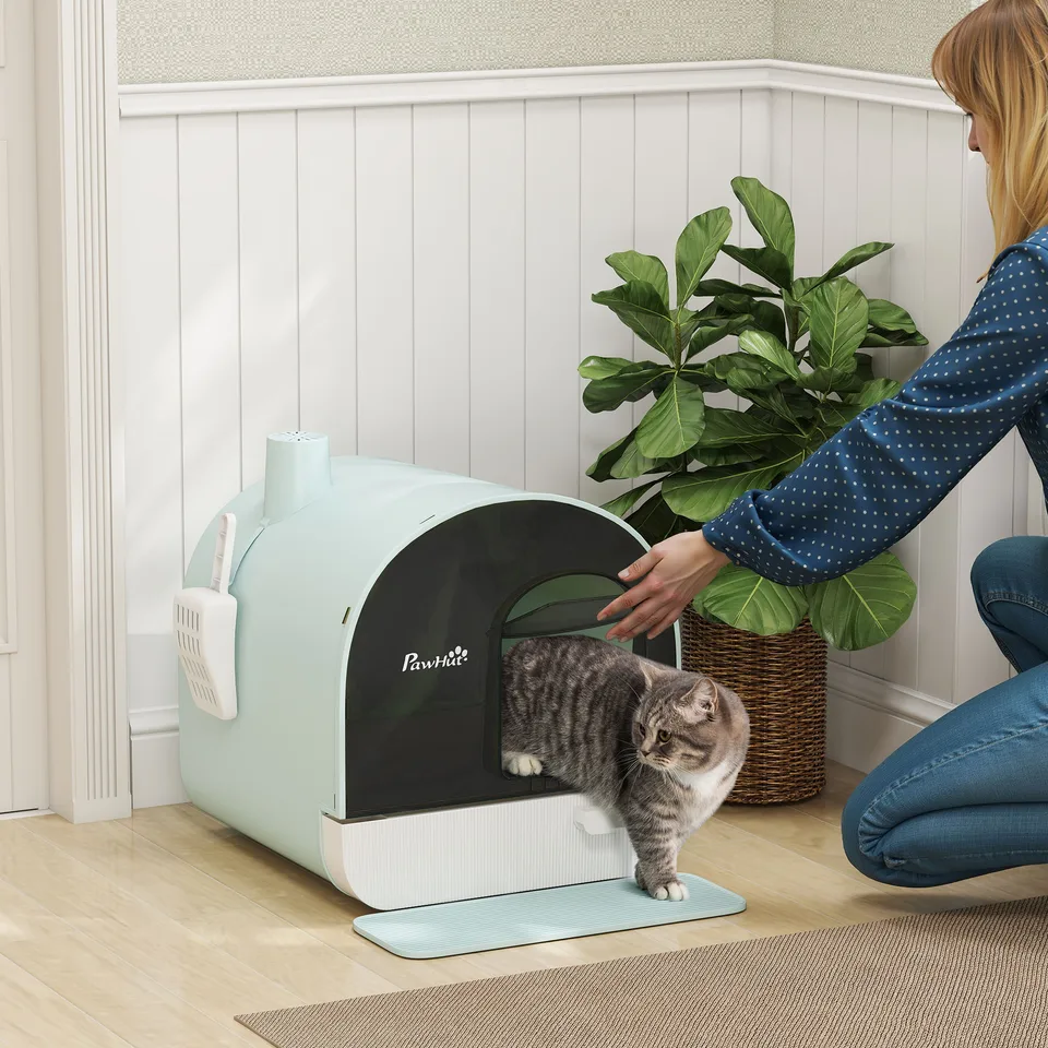 Fully Enclosed Cat Litter Box with Lid & Drawer Design, Covered Litter Box Anti-Leakage, Anti-Splashing, for Indoor Cats from Kitten to