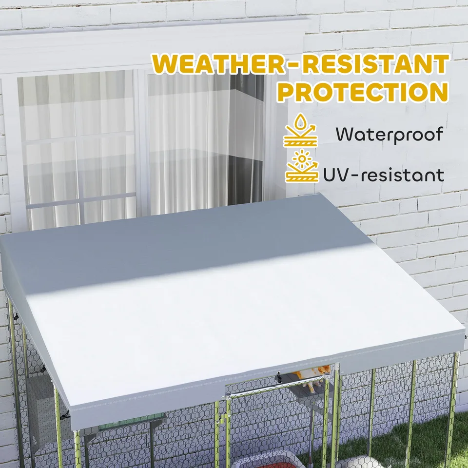 79" Galvanized Steel Large Catio with Waterproof Canopy, Sleeping Box, Jumping Platforms, for 1-3 Kittens, Silver view 3