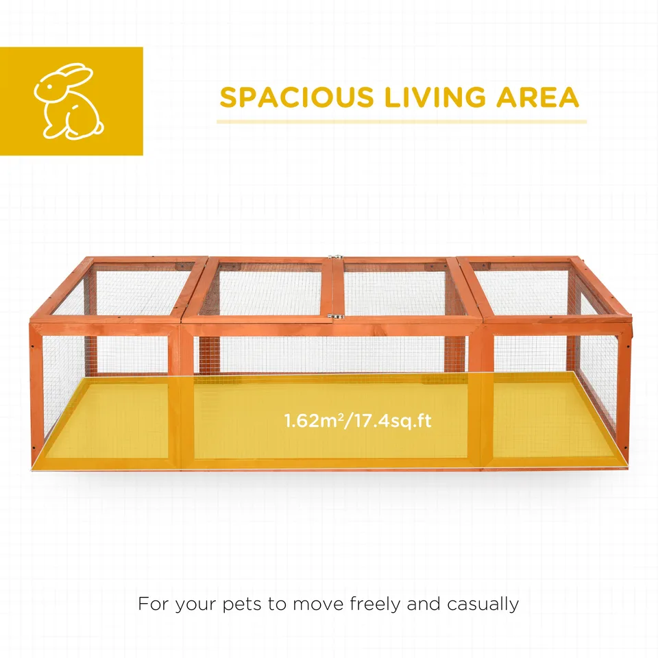 Large Wooden Rabbit Hutch Small Animal Habitat Enclosure Outdoor Run and Lockable Doors - Natural view 2