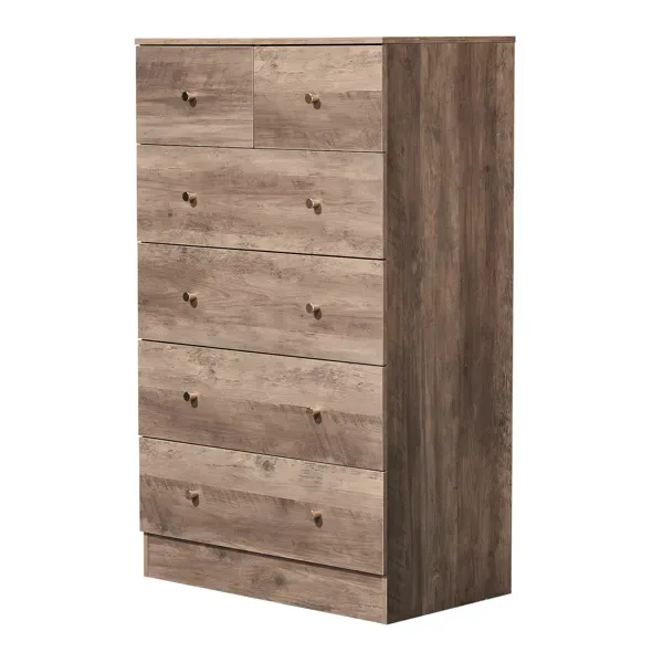 R279-9 Gray Particleboard With Textured Melamine Finish, 66*40*111cm, 4+2 Drawer Cabinet, Matte Gold Handles view 3