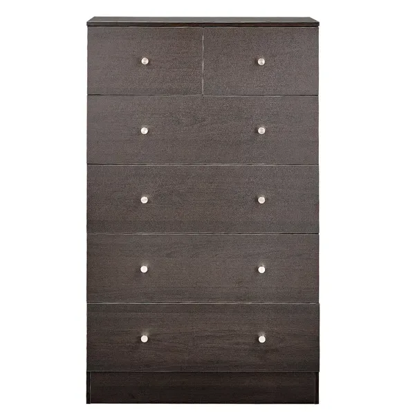 Brown Particleboard With A Textured Melamine Finish, 66*40*111cm, 4+2 Drawer Cabinet, Matte Gold Handles view 3