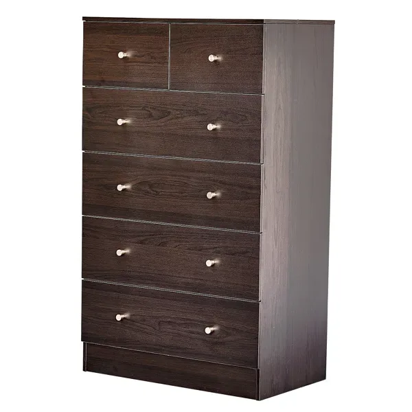 Brown Particleboard With A Textured Melamine Finish, 66*40*111cm, 4+2 Drawer Cabinet, Matte Gold Handles view 5