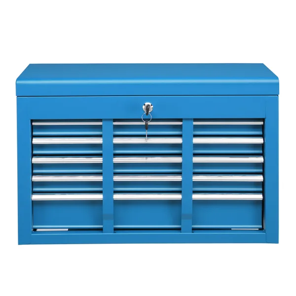 5 Drawer Lockable Steel Tool Chest, 330 Lbs Capacity, Blue Heavy-Duty Tool Storage Cabinet With Drawer Liners & Lid Support For Workshop Garage Maintenance view 3