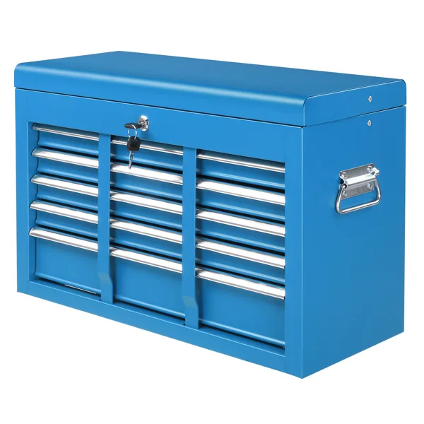 5 Drawer Lockable Steel Tool Chest, 330 Lbs Capacity, Blue Heavy-Duty Tool Storage Cabinet With Drawer Liners & Lid Support For Workshop Garage Maintenance view 2