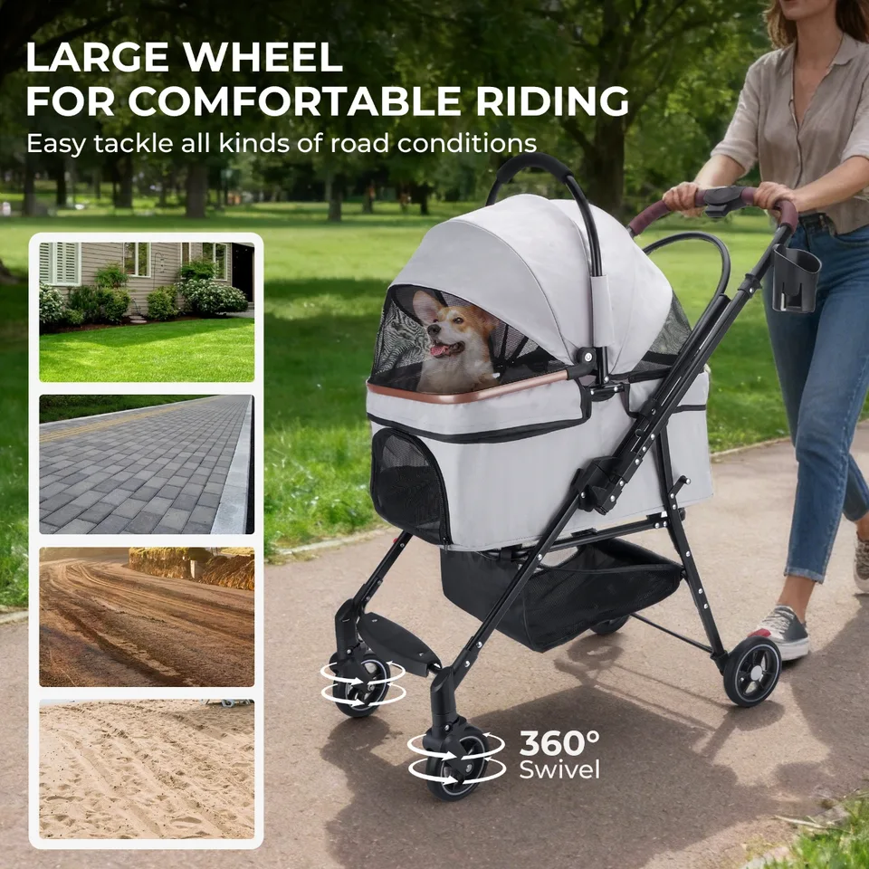 Foldable Pet Stroller For Small Dogs & Cats view 4