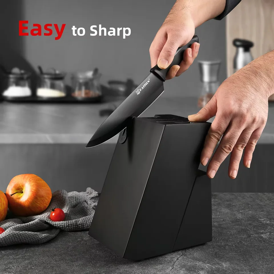 15-Piece Color-Coded Kitchen Knife Set With High-Carbon Chef Knives, Ergonomic Black Non-Slip TPR Soft Handles, And Built-In Knife Sharpener view 2