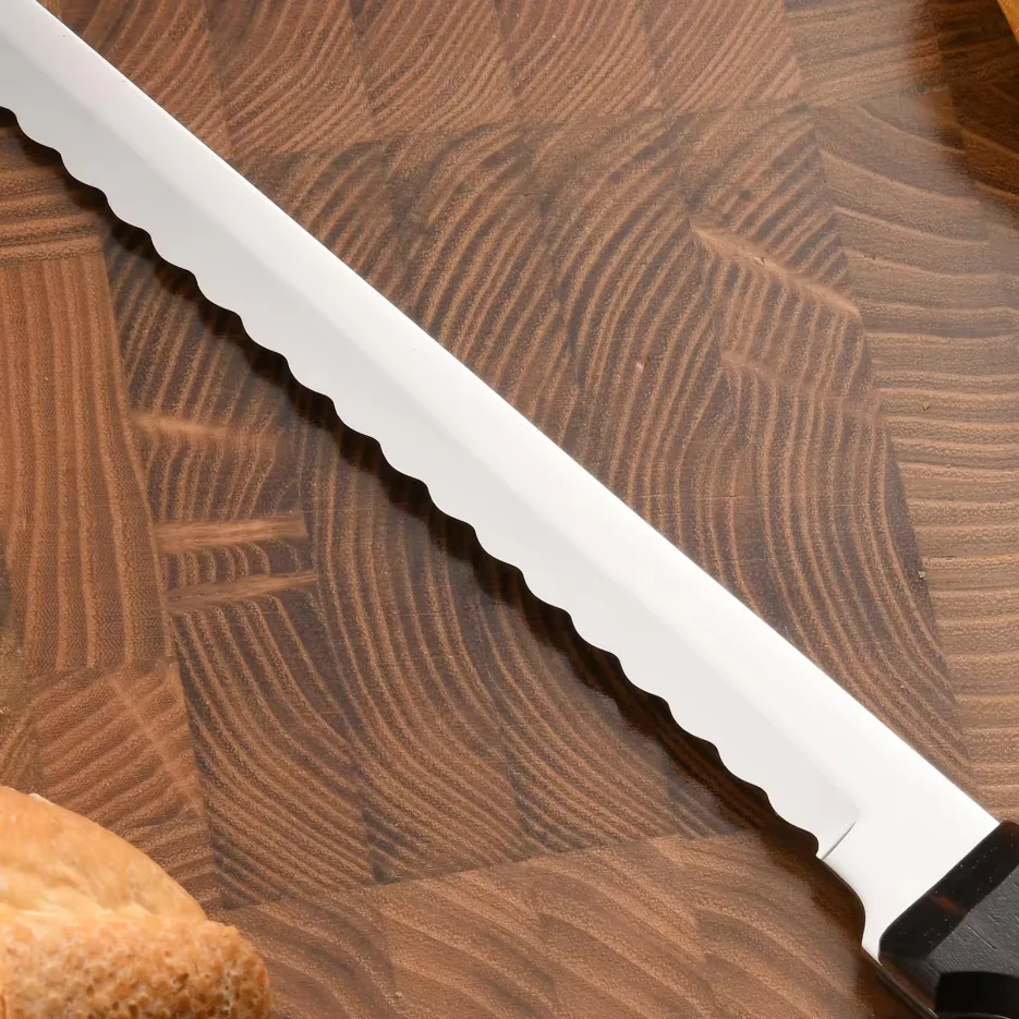 10-Inch Luxury Mirror Polished Carbon Steel Kitchen Bread Knife With Wooden Handle view 4