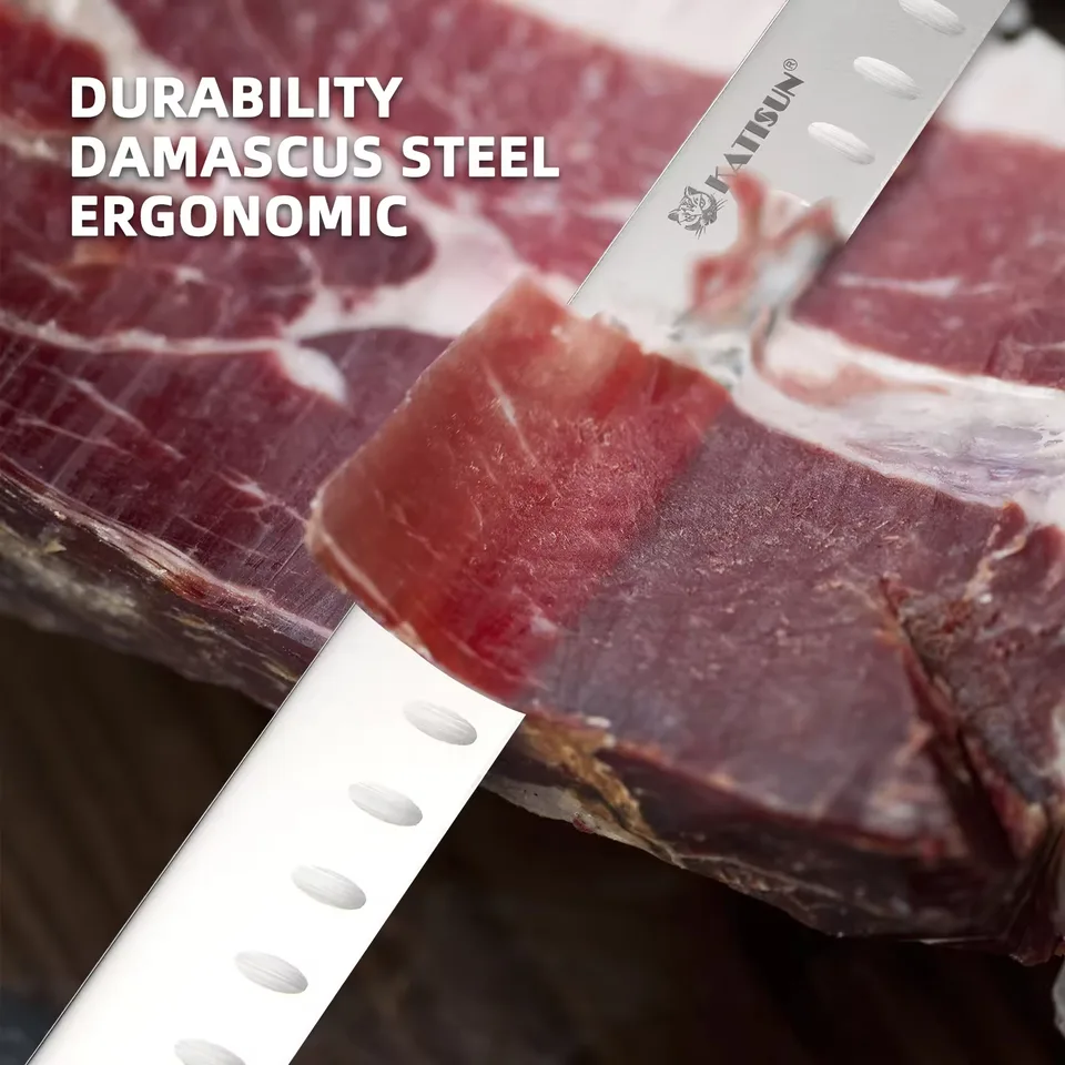 10-inch Carbon Steel Chef Knife For Beef, Turkey, And Ham, With Triple Rivet Handle view 2