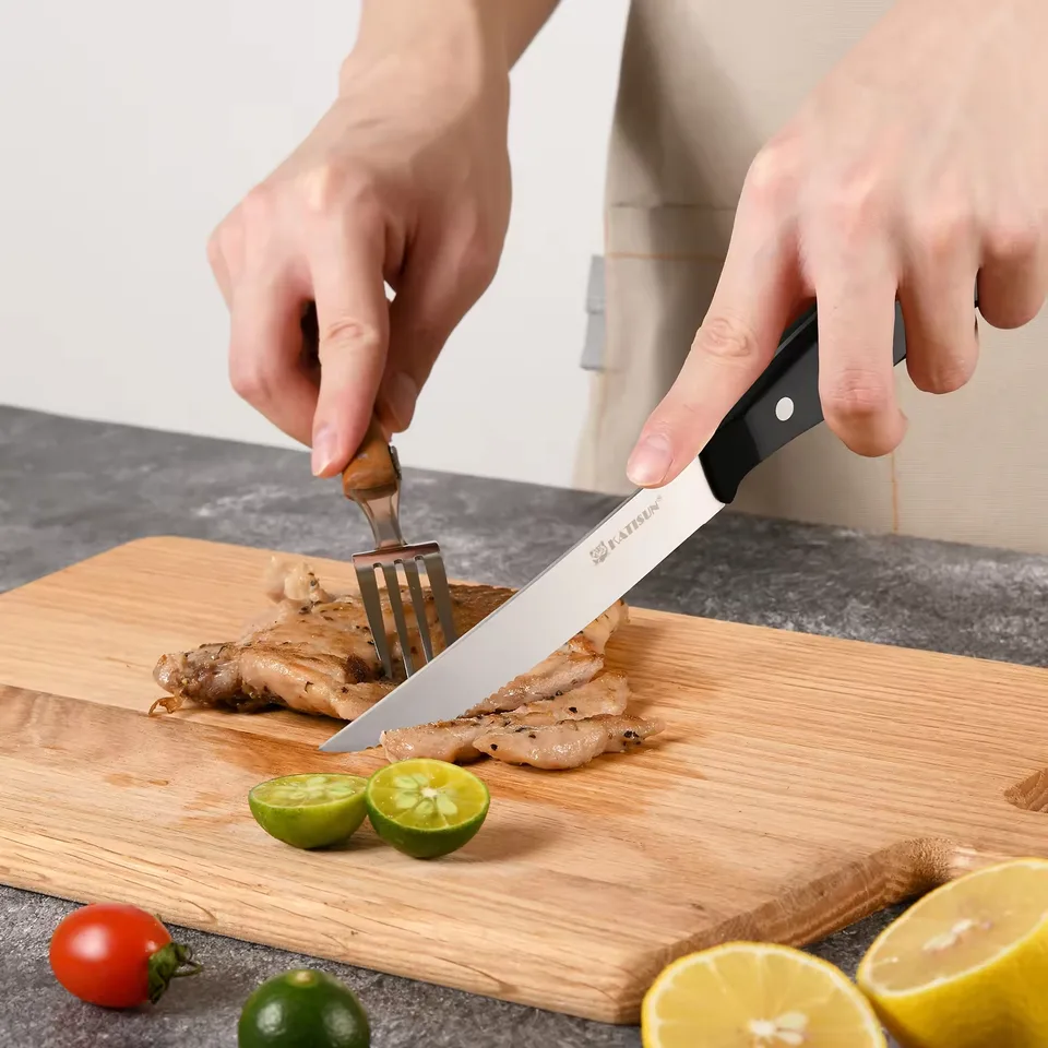 8-Piece 4.5-Inch Steak Knife Set, Carbon Steel Double Bevel, With Eco-Friendly POM Handles And Gift Box view 3