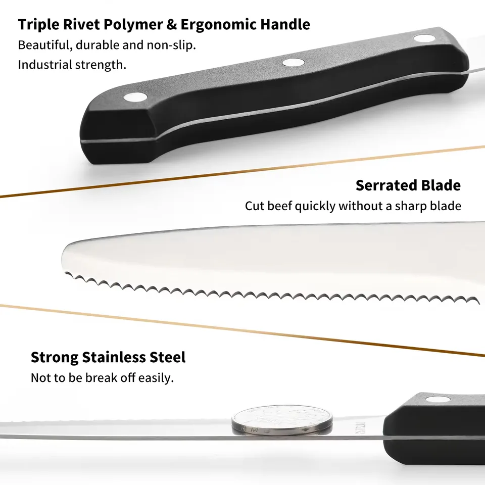 12-piece Kitchen Knife And Accessory Set With High-carbon Stainless Steel Blades, Including Meat And Steak Knives, With ABS Handles view 2