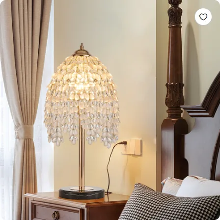 19 Inch Height Elegant Crystal Table Lamp Vintage Waterfall Design With Teardrop Grape Crystal Bead String Shades And Marble Textured Base view 4