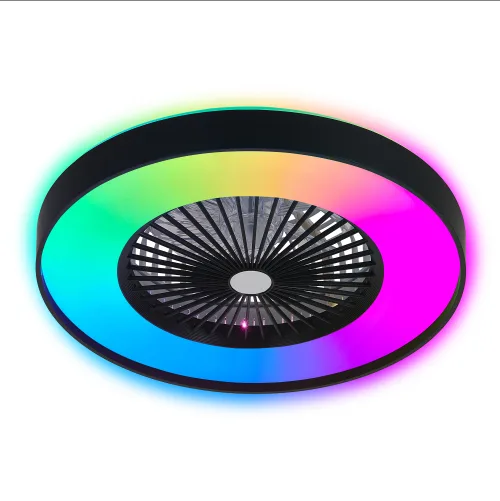 23 Inch Black Ceiling Fan Light With LED RGB  Dimmable & Color-Changing, APP & Remote Control, Modern Smart Ceiling Fan For Living Room, Bedroom, And Dining Room Silent-6Speed-Reversible-DC Motor view 4