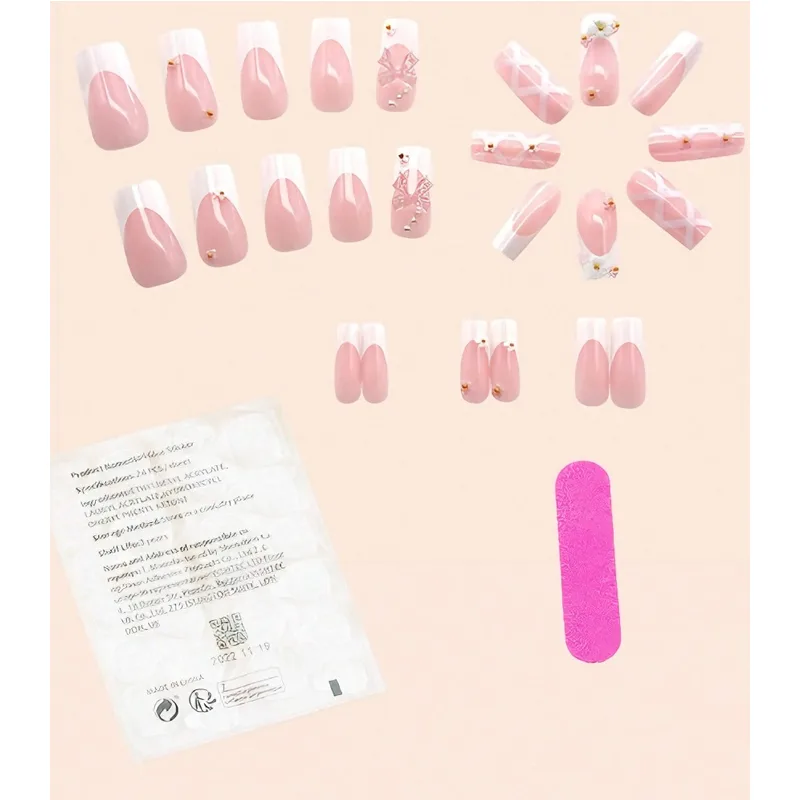 24 PCS Planet Diamond Star Nail Art, Long Length Long Water Pipe Fake Nails,Square Head Nail Tips False Nail view 2