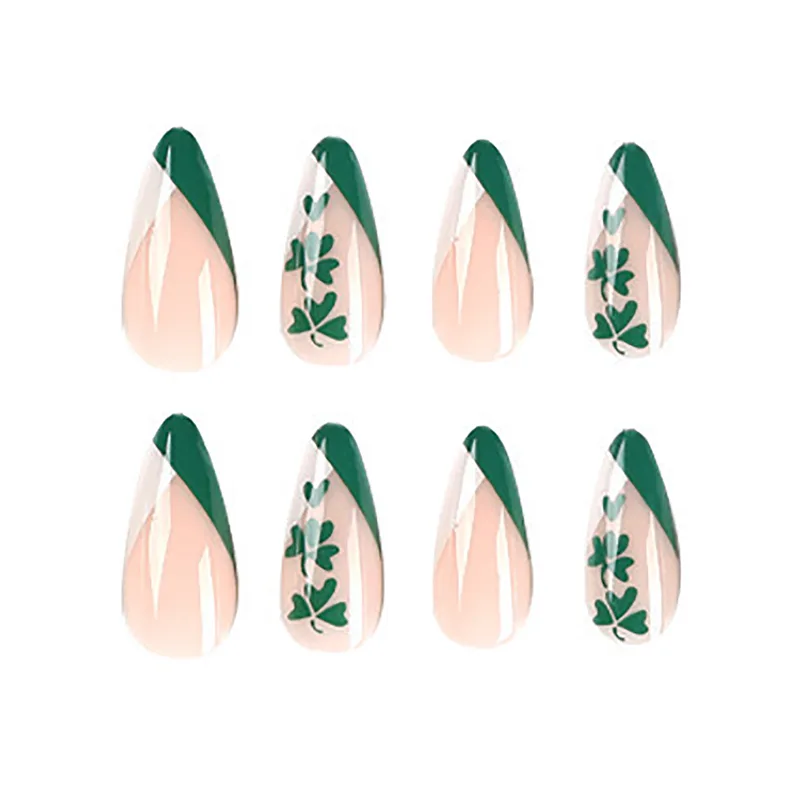 24 PCS Clover Nail Art, Length Long Water Pipe Fake Nails, Had Nail Tips False Nail view 3