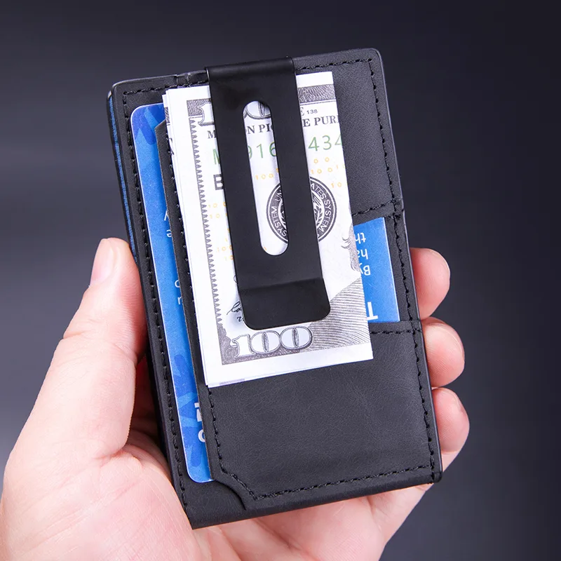 Men's Slim Wallet With Pop Up Card Holder, RFID Blocking, Minimalist Design With Large Card Capacity, Money Clip view 2