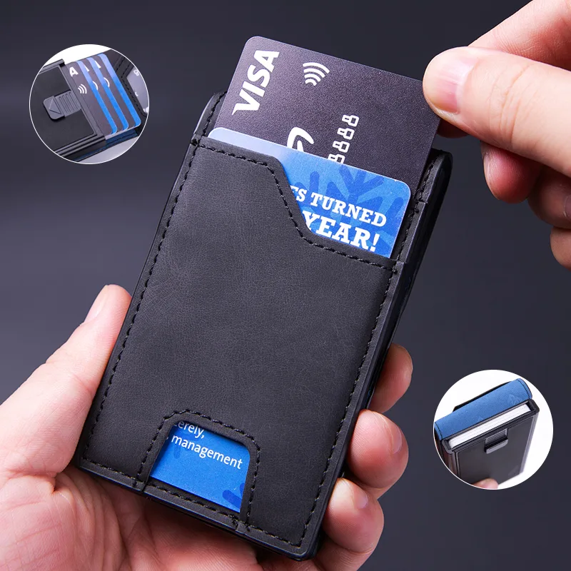 Men's Slim Wallet With Pop Up Card Holder, RFID Blocking, Minimalist Design With Large Card Capacity, Money Clip view 6