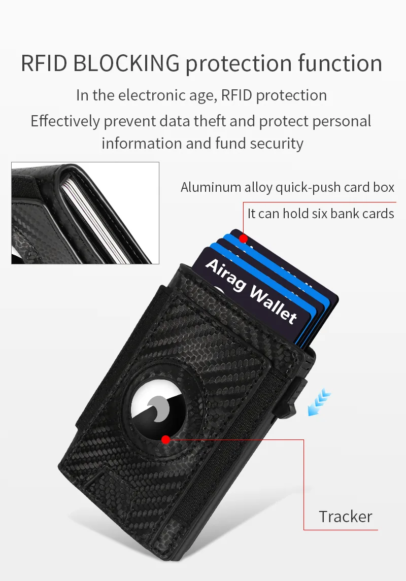 Men's Slim Wallet, RFID Metal Aluminum Shell Men's Automatic Card Ejection Wallet Card Holder view 4