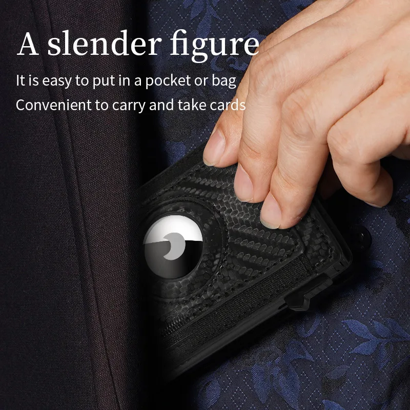 Men's Slim Wallet, RFID Metal Aluminum Shell Men's Automatic Card Ejection Wallet Card Holder view 2