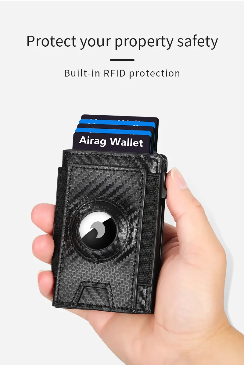 Men's Slim Wallet, RFID Metal Aluminum Shell Men's Automatic Card Ejection Wallet Card Holder view 3