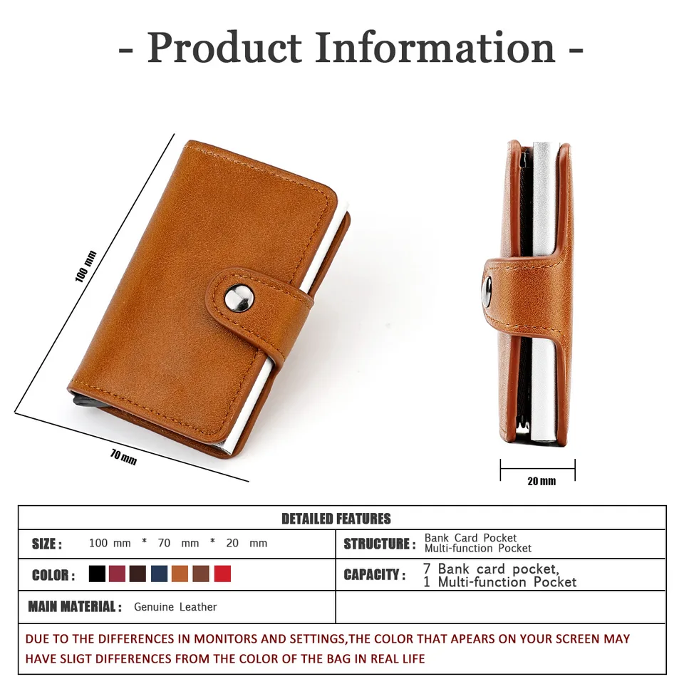 Brown Wallet, Men's Blocking Card Holder Wallet With Hasp Closure,Credit Gifts For Men view 7