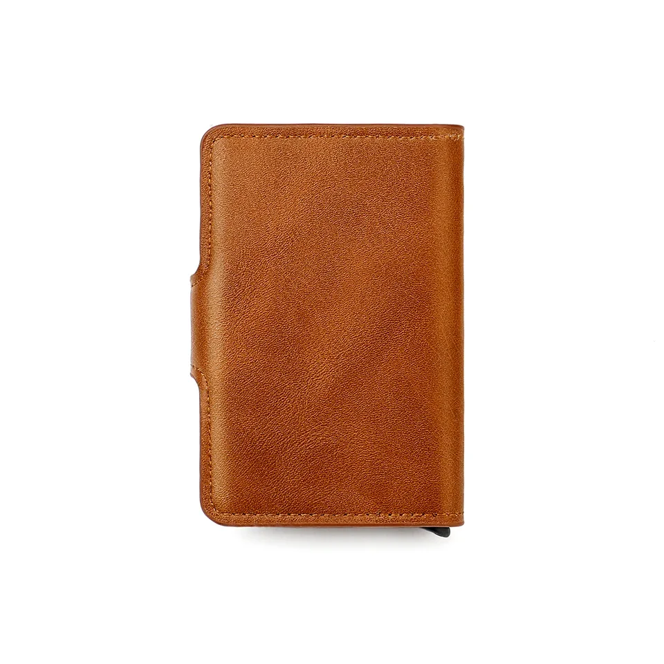 Brown Wallet, Men's Blocking Card Holder Wallet With Hasp Closure,Credit Gifts For Men view 3