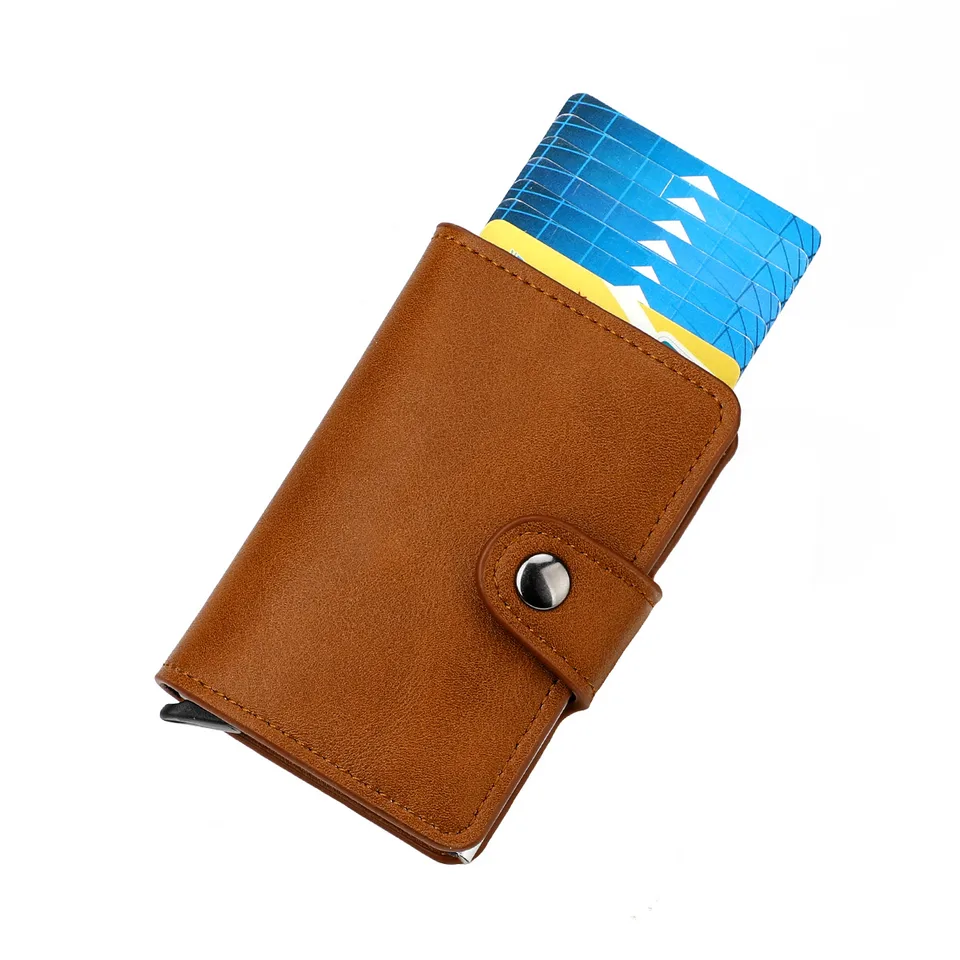 Brown Wallet, Men's Blocking Card Holder Wallet With Hasp Closure,Credit Gifts For Men view 1