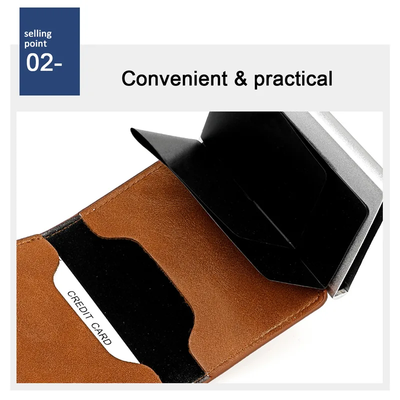 Brown Wallet, Men's Blocking Card Holder Wallet With Hasp Closure,Credit Gifts For Men view 2