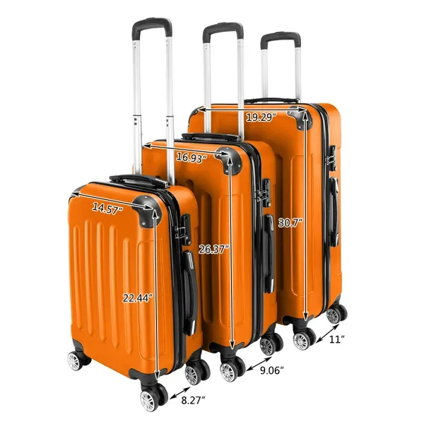 3-in-1 Portable ABS Trolley Case 20inch  24inch  28inch Orange view 4