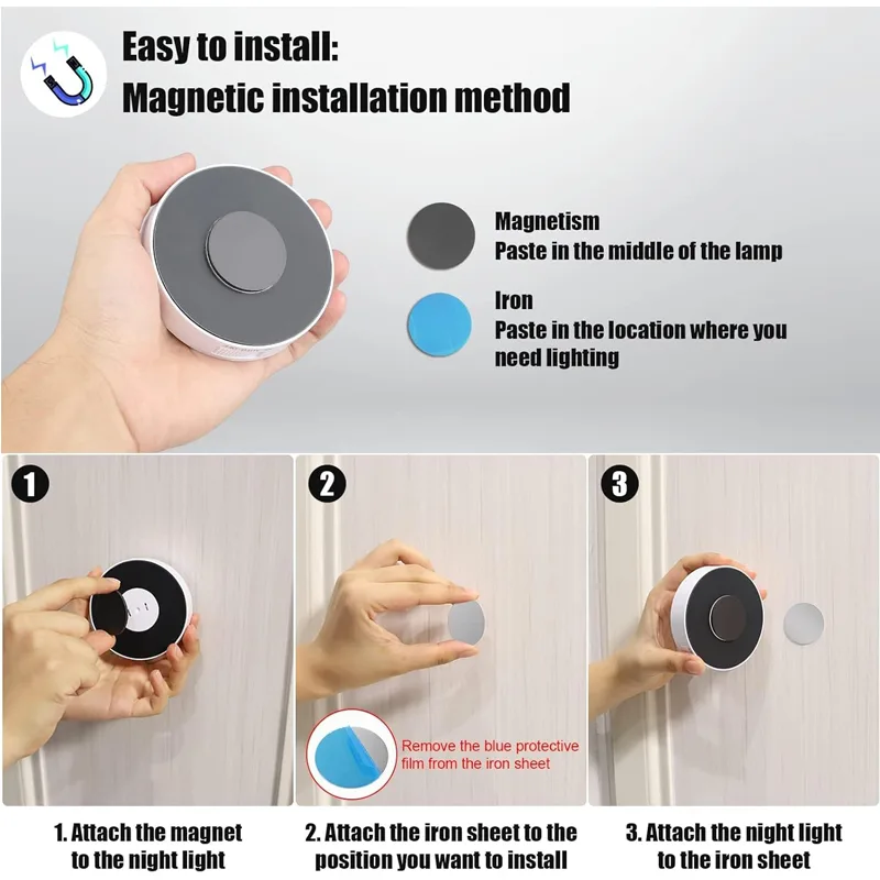 6 Pcs Under Cabinet Lights 16 LEDs Wireless Motion Sensor Light Puck Light, 3 Color Temps Dimmable 3000-6000K, Rechargeable Closet Lights view 2