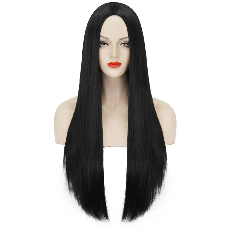 40Inch 100cm Long Women's Long Straight Black Wig Anime Costume Party Wig view 3