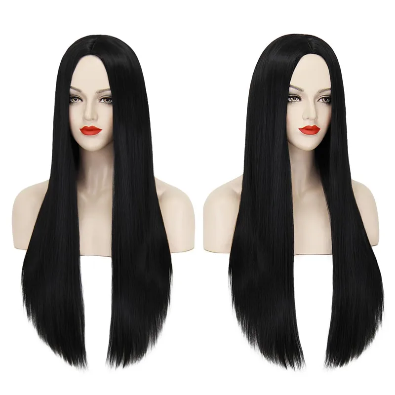 40Inch 100cm Long Women's Long Straight Black Wig Anime Costume Party Wig view 4