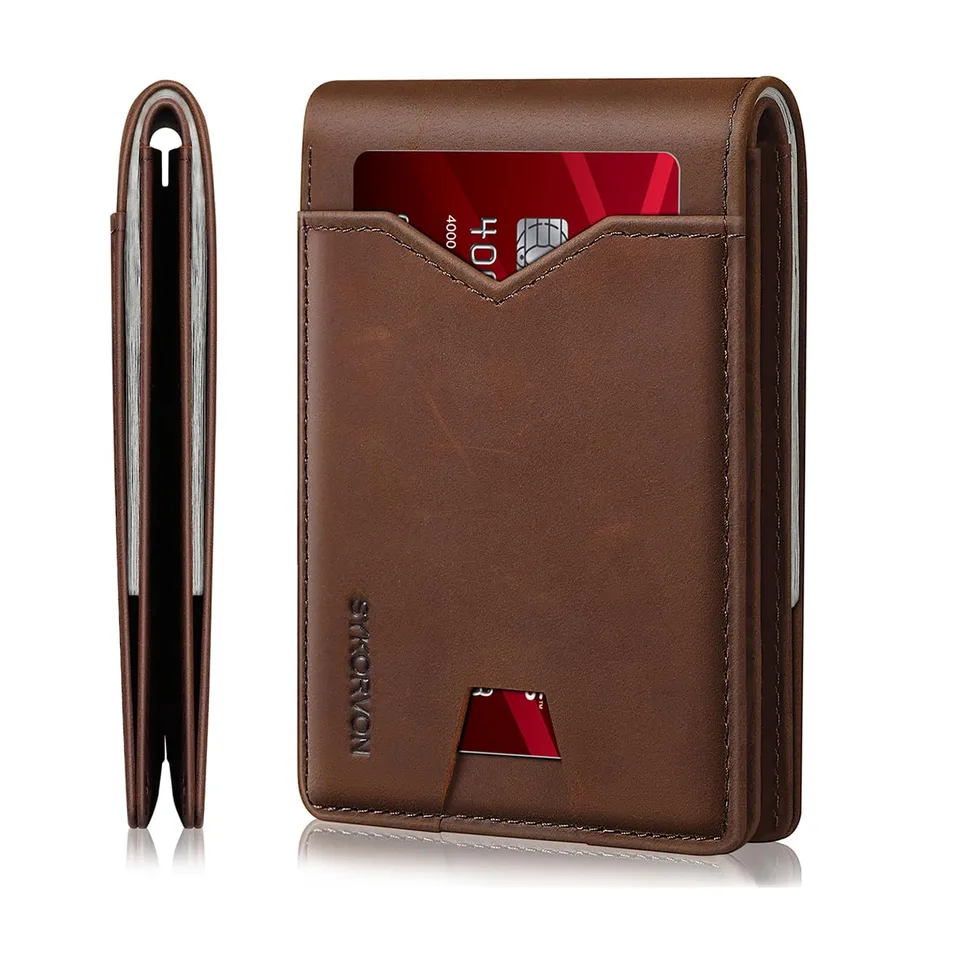 Real Leather Wallet For Men,Slim Bifold Wallet Minimalist Front Pocket Design, RFID Mens Wallet With Money Pocket,ID Window, Hold Up To 11 view 6