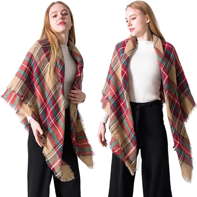 59 X 59in Women Scarf Plaid Tassel Soft Warm Blanket Scarves Womens Shawl Wrap view 2