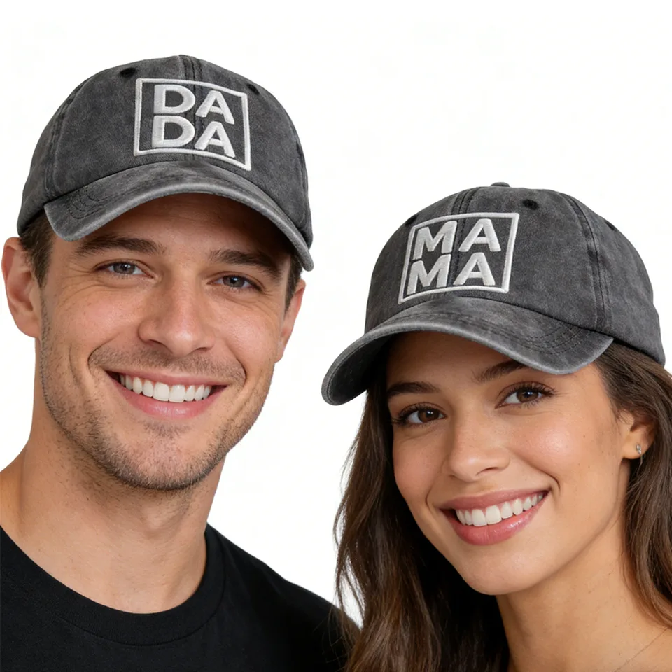 Set Of 2 Pcs Dada Mama Couples Hats,New Parents Wedding Gifts Baseball Caps Dad And Mom Hats view 2