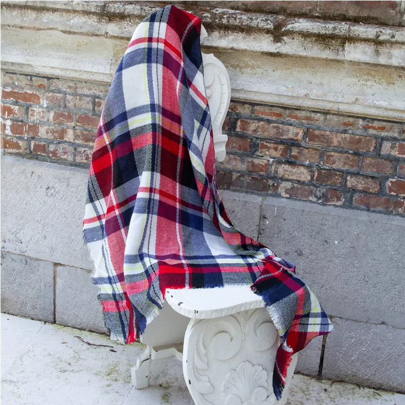 59 X 59in Red Black Women Fall Winter Scarf view 3