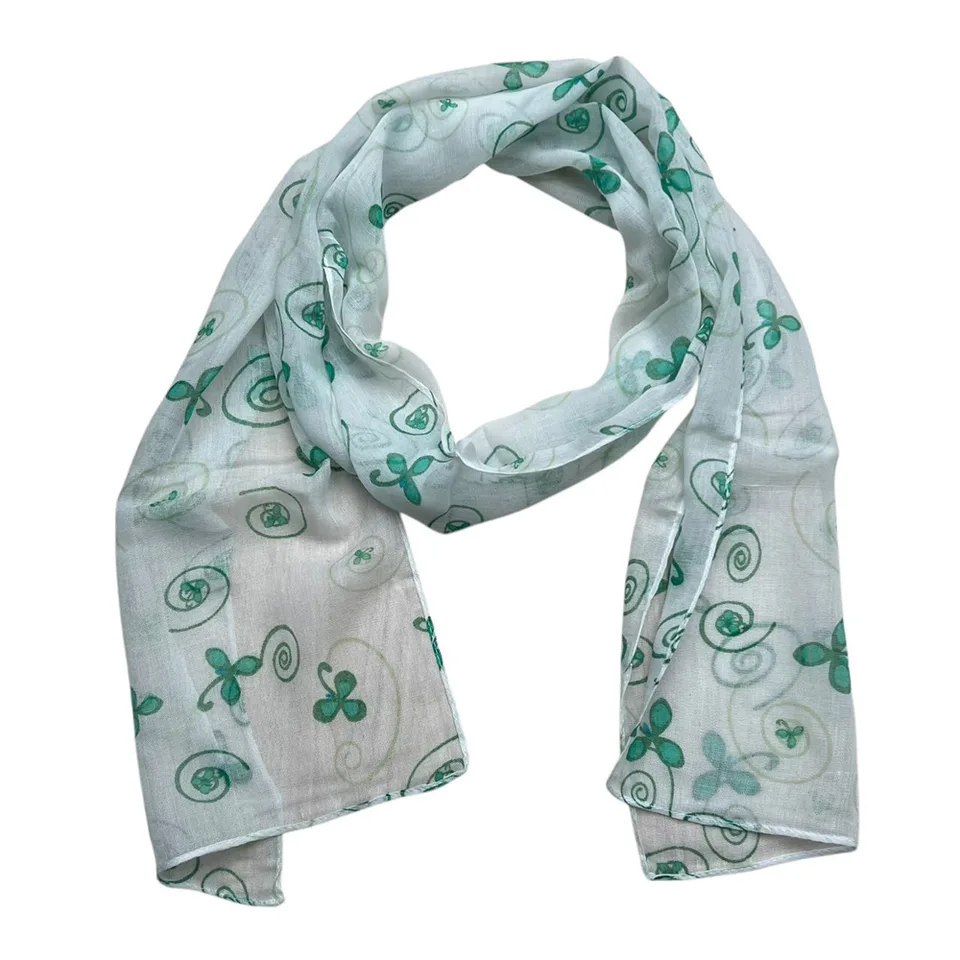 Lightweight Sheer Scarf ,White Printed Scarf,Crisp Skinny Scarves view 2