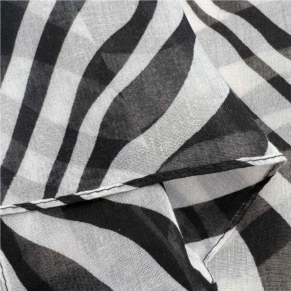 Lightweight Sheer Scarf ,Black White Monochrome Geometric view 4