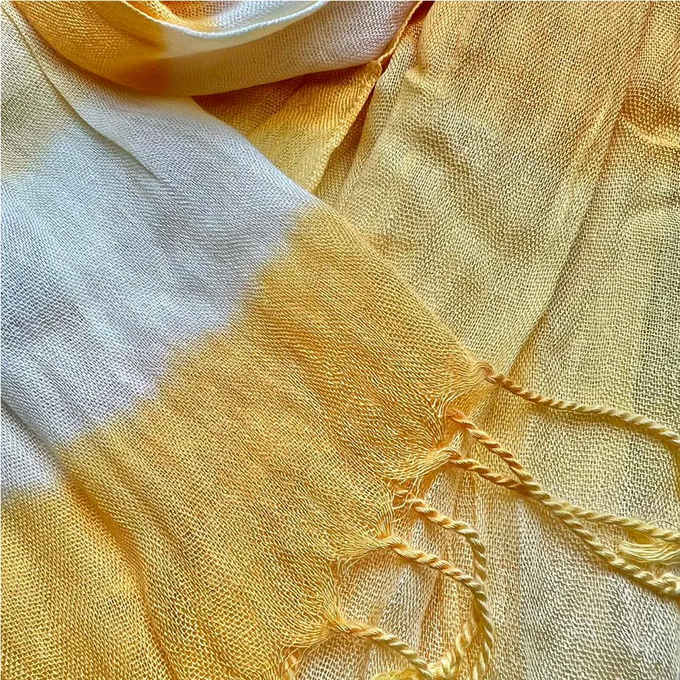 Yellow Printed Viscose Scarf - Sunshine Boho Scarf 67inchx24inch view 3