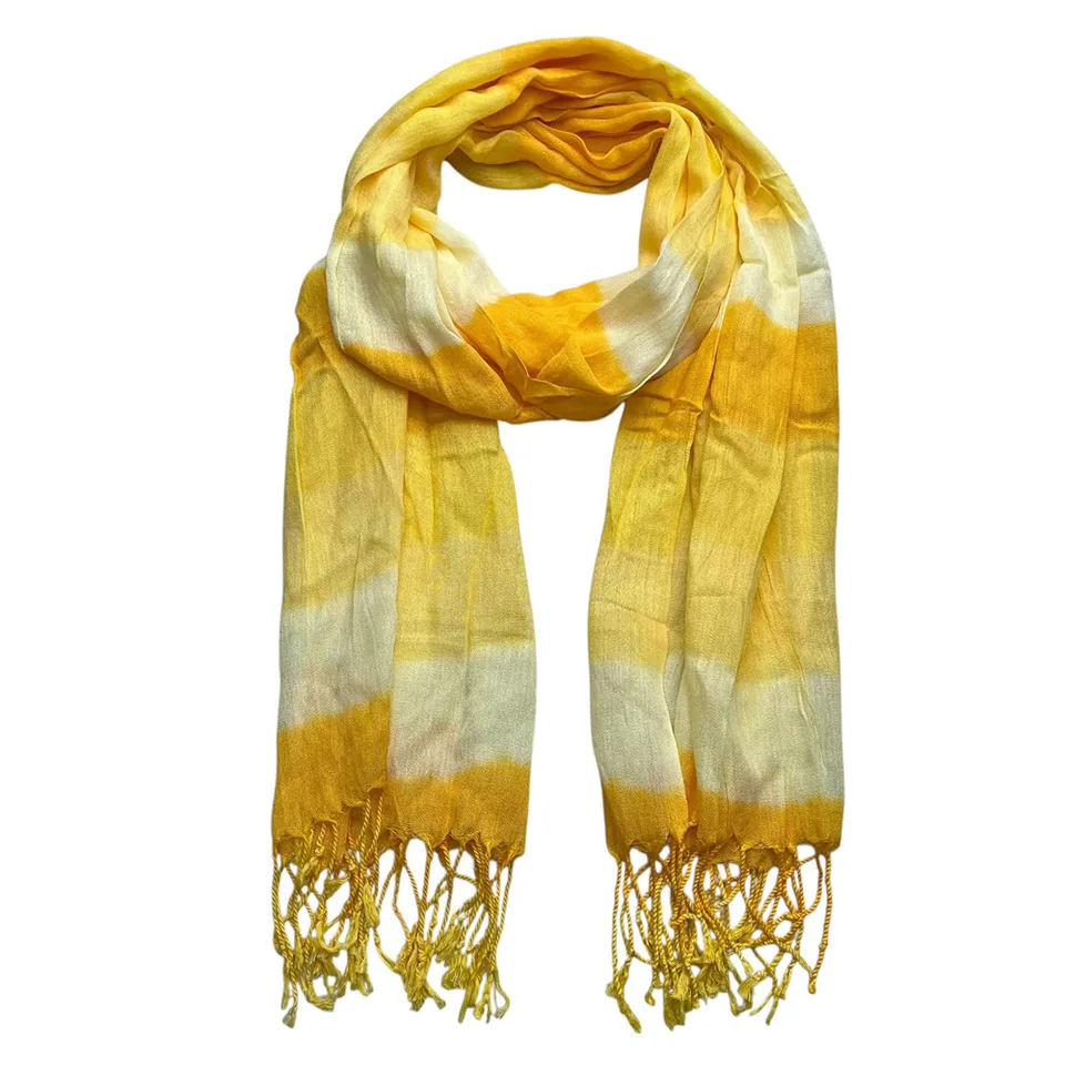 Yellow Printed Viscose Scarf - Sunshine Boho Scarf 67inchx24inch view 2